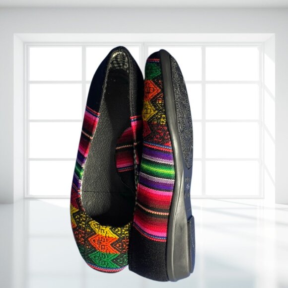 Moleca Bohemian Striped Multicolor Ballet Flats Comfort Shoes Brazil Size 35 - Picture 3 of 14
